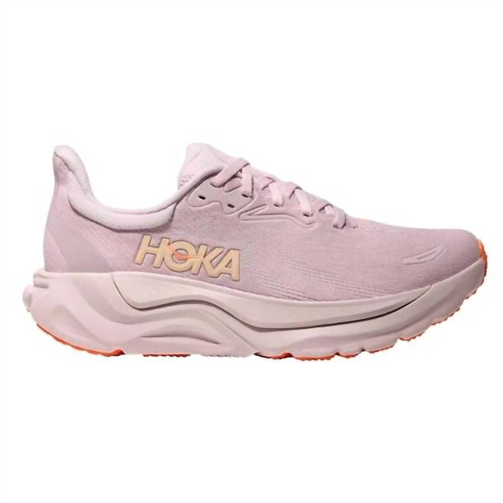 NEW HOKA women's arahi 8 running shoes in lilac cream / neon cantalope